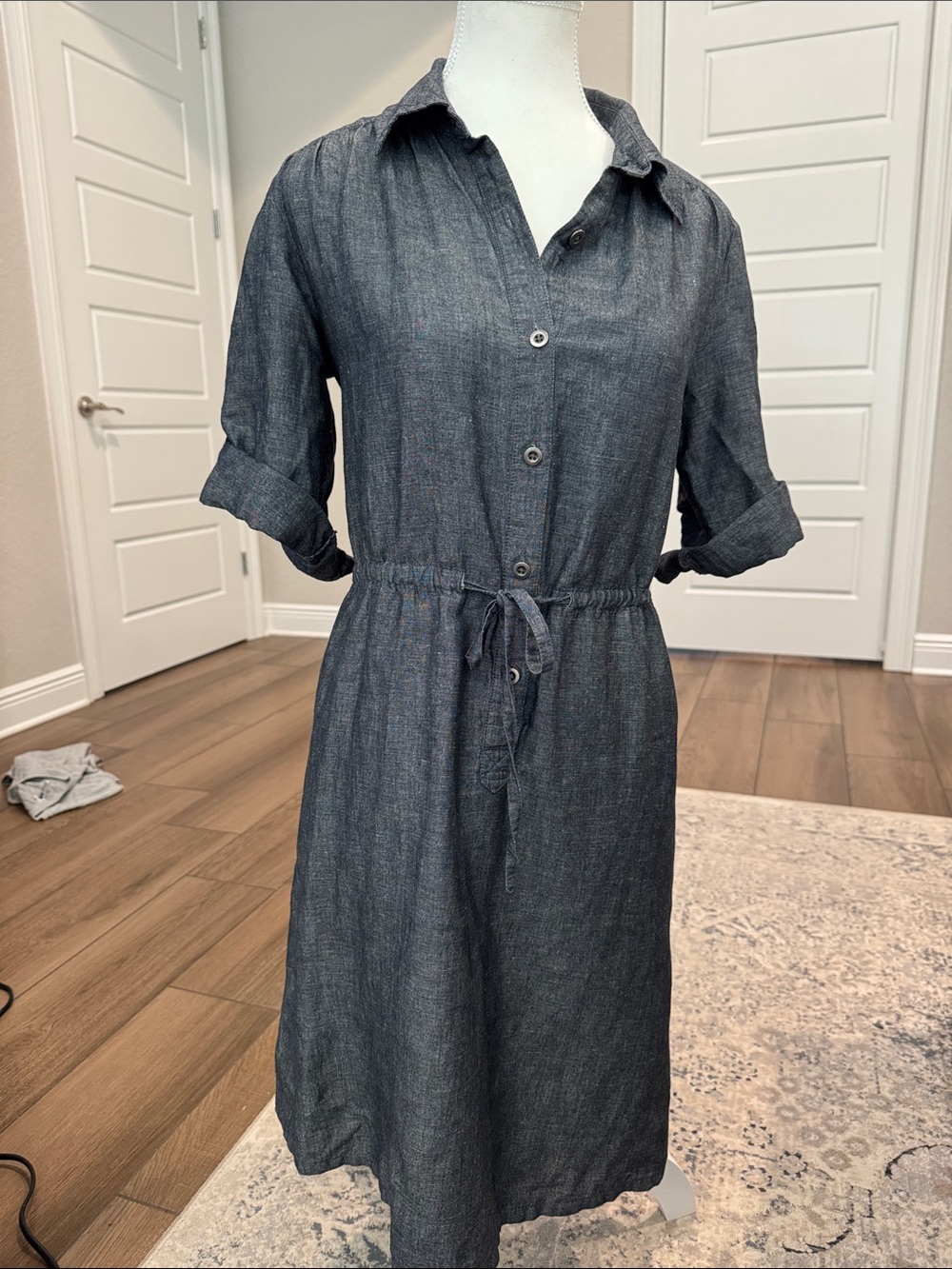 Merona Slate Chambray Button-Front Midi Dress